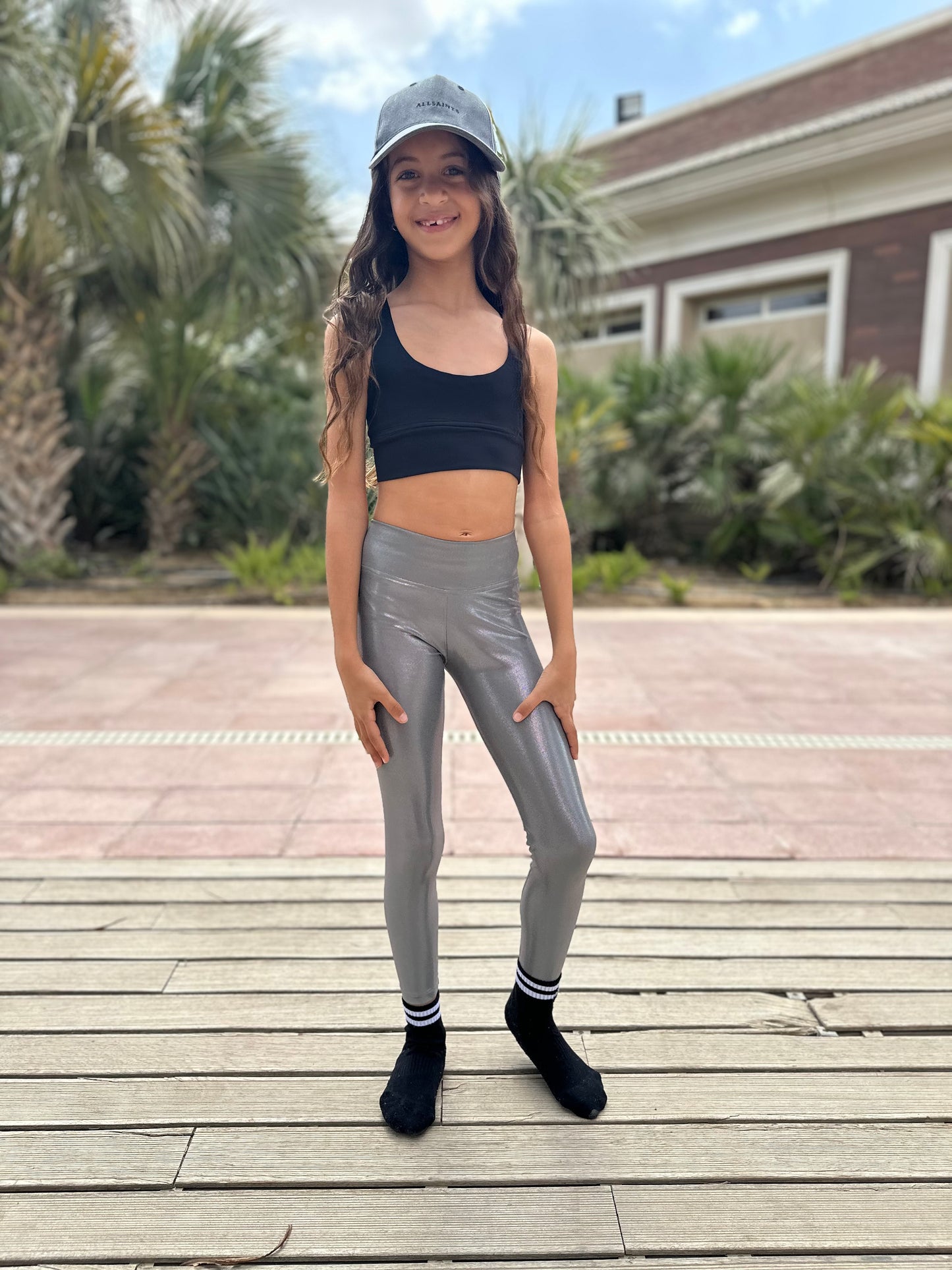 Metallic grey legging
