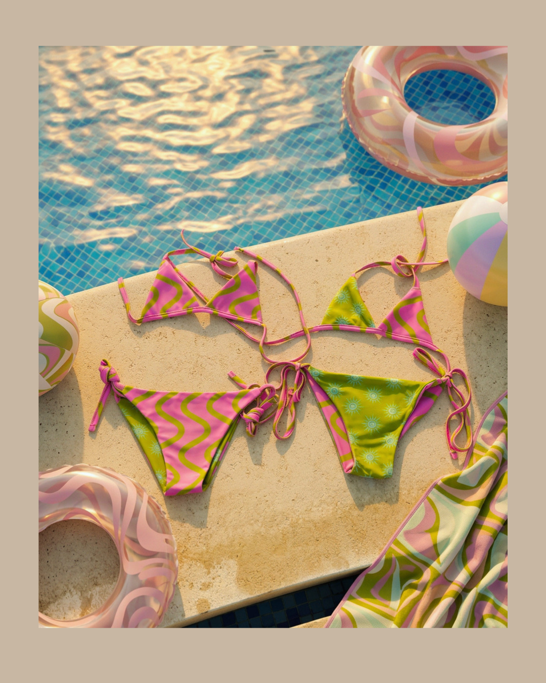 Reversible Golden hour bikini straps